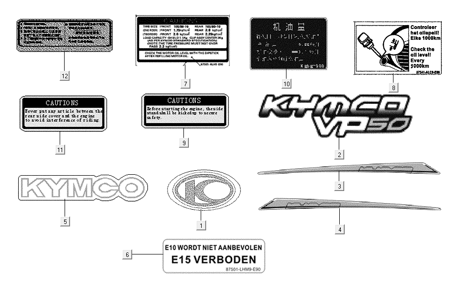 Emblemen - Stickers - Logo Kymco VP50i Euro 4 renault bruin