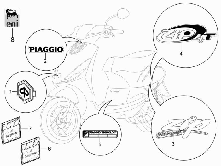 Emblemen - Stickers Piaggio Zip 2000 4-takt AC