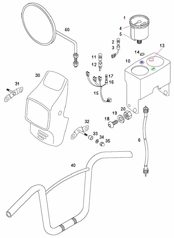 Stuur- Spiegel - Koplamp Tomos Quadro 50 2-takt Elektrische start