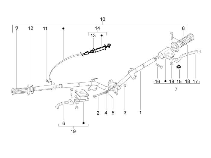 Stuur - Remcilinder - Remhevels - Handvatten Piaggio Liberty 50 2-takt AC