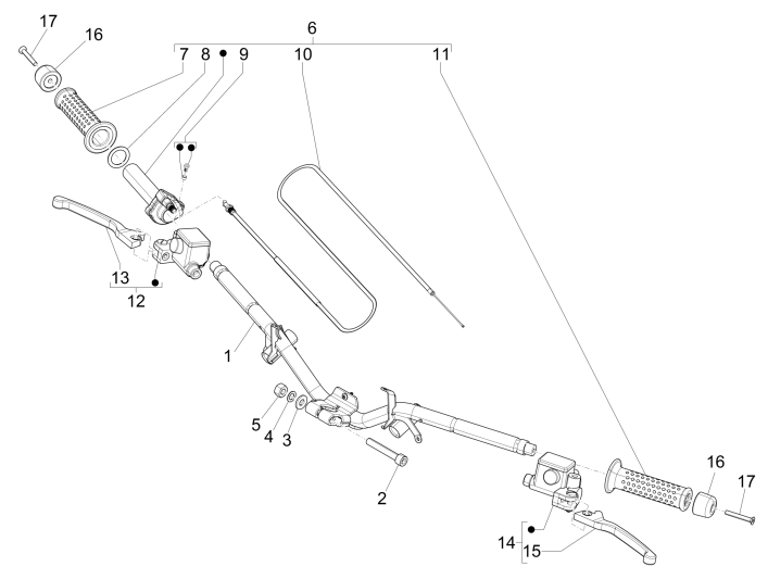 Stuur - Remcilinder- Gaskabel - Handvatten Piaggio NRG Power DD 50 2-takt LC 2007-2017