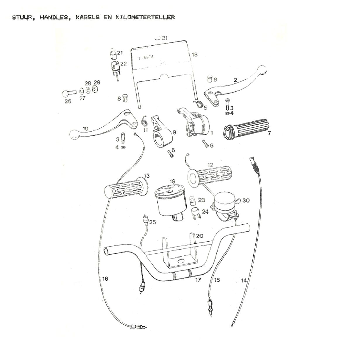 Stuur - Remhendels - Kabels - Kilometerteller Tomos A35