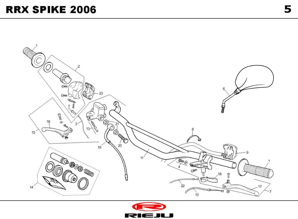 Stuur - Onderdelen stuur - Spiegels Rieju Spike-x blauw 2009 2-takt
