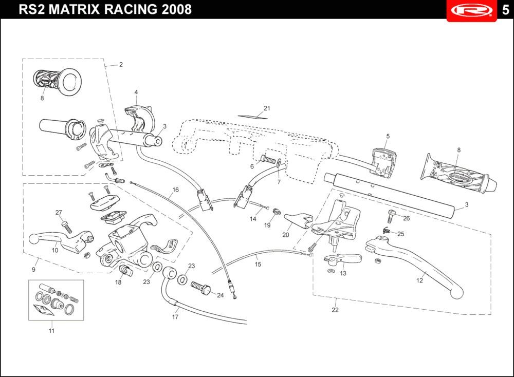 Stuur - Onderdelen stuur Rieju Rs2 racing blauw 2010 2-takt