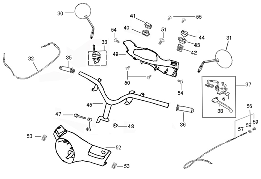 Stuur - Onderdelen stuur Rover GT 125 matzwart