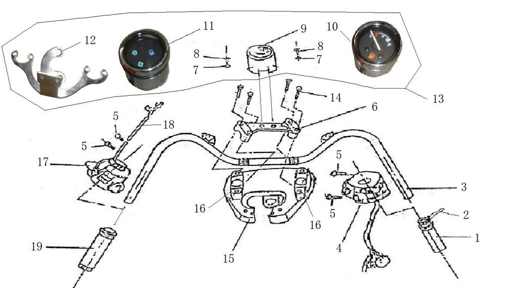 Stuur - Onderdelen stuur Turbho RG50 wit zwart
