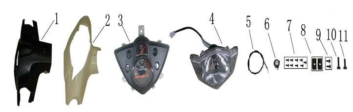 Stuurkappen - Kilometerteller - Cockpit - Koplamp AGM Fly zwart