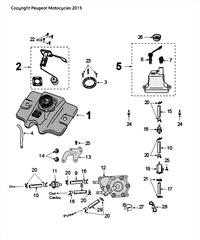 Benzinetank - Benzinepomp Peugeot Speedfight 4 50 2-takt LC zwartrood
