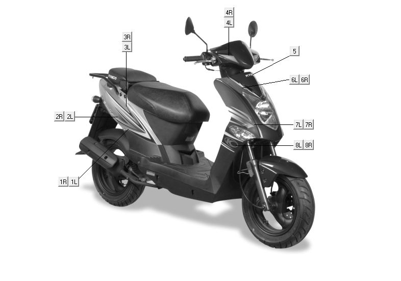 Emblemen - Stickers - Logo Kymco Agility Fat 12' 4-takt donkergrijs