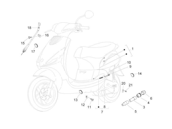 Kilometertellerkabel - Achterremkabel Piaggio Zip 2000 2-takt AC