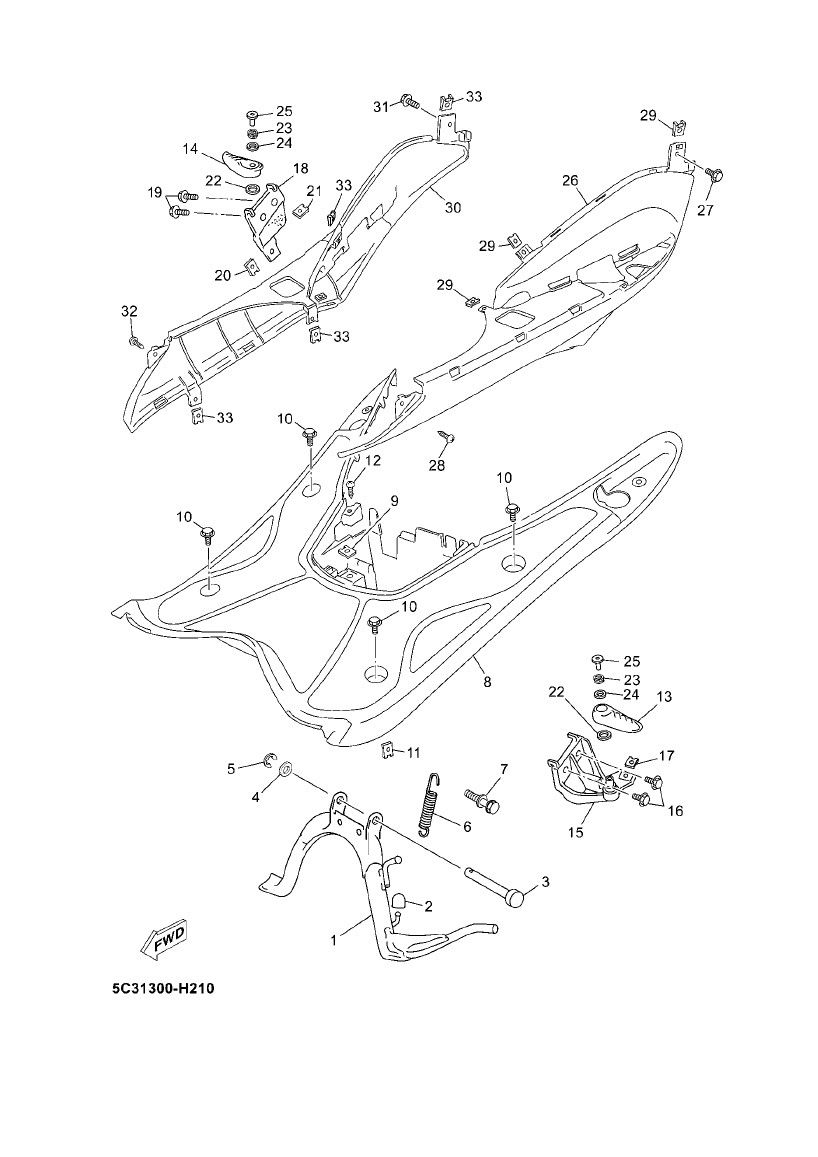 Treeplank - Middenstandaard Yamaha Neo's 4-takt 2008→ Treeplank-Neco-Borsalino-125cc