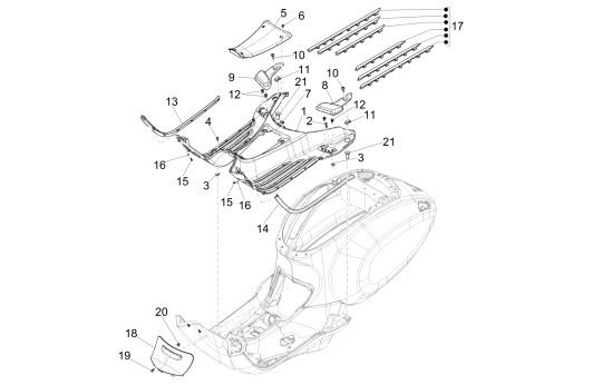 Treeplank Vespa Primavera 50 4-takt IGET 3V Euro 4 Zwart 98/A