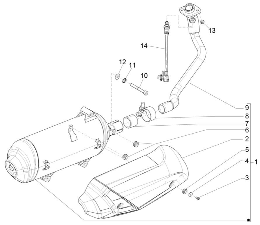 Uitlaat Piaggio Medley 125 ABS Euro 5 2021-2022