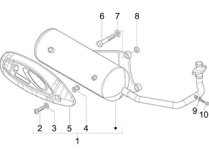 Uitlaat Piaggio Fly 50 2-takt AC