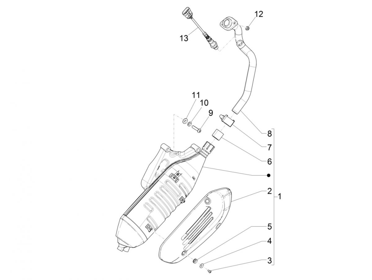 Uitlaat Vespa GTS 125 IE ABS Euro 4 2016-2018
