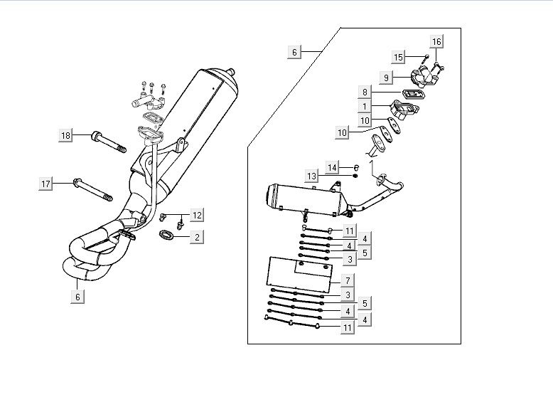 Uitlaat Kymco Yup 50 2-takt AC zilver