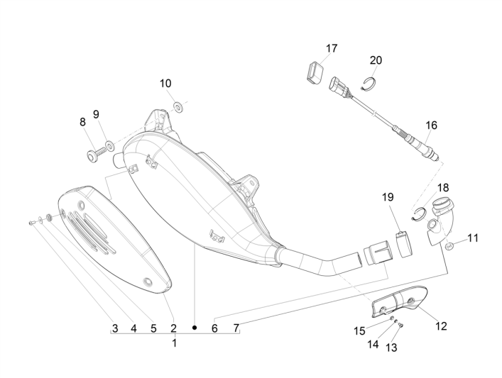 Uitlaat Vespa GTS 250 ie 2005-2016 (zonder ABS)