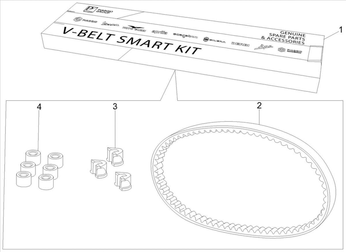 Kit v-snaar - Variateurrollen Piaggio Beverly 300 IE ABS Euro 4 2016-2020