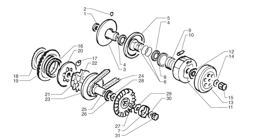 Variateur - V-snaar- Koppeling Yamaha Aerox 50 2-takt LC
