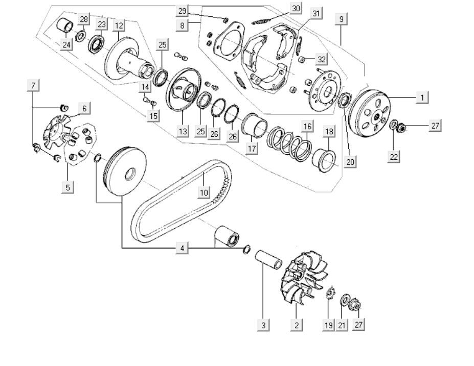 Variateur - V-snaar - Koppeling Kymco Like 125