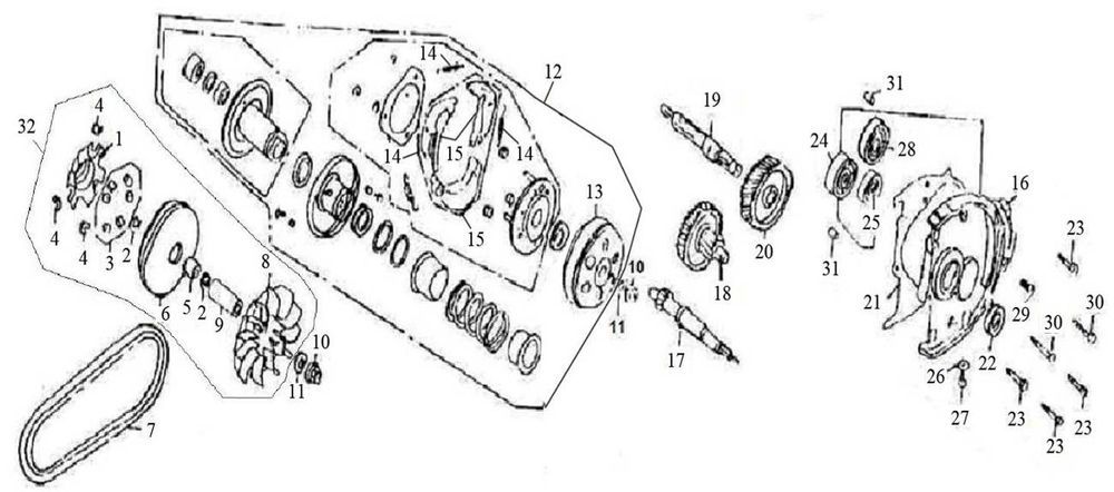 Variateur - V-snaar - Koppeling - Vertanding Iva Roma 125