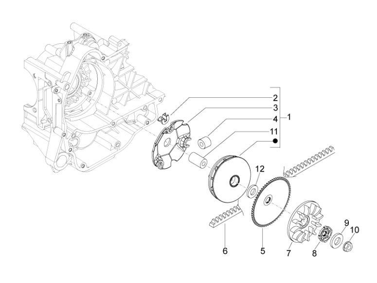 Variateur - V-snaar Vespa LX 50 4-takt 2V AC 25km/u
