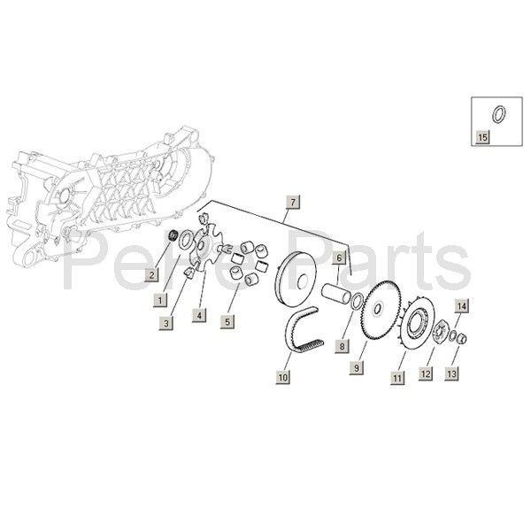 Variateur - V-snaar Aprilia Mojito Custom 50 2-takt (Piaggio motor) 2004-2010