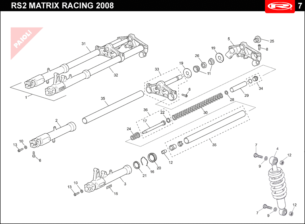 Voorvork - Balhoofdstel - Schokbreker Rieju Rs2 racing zwart 2010 2-takt