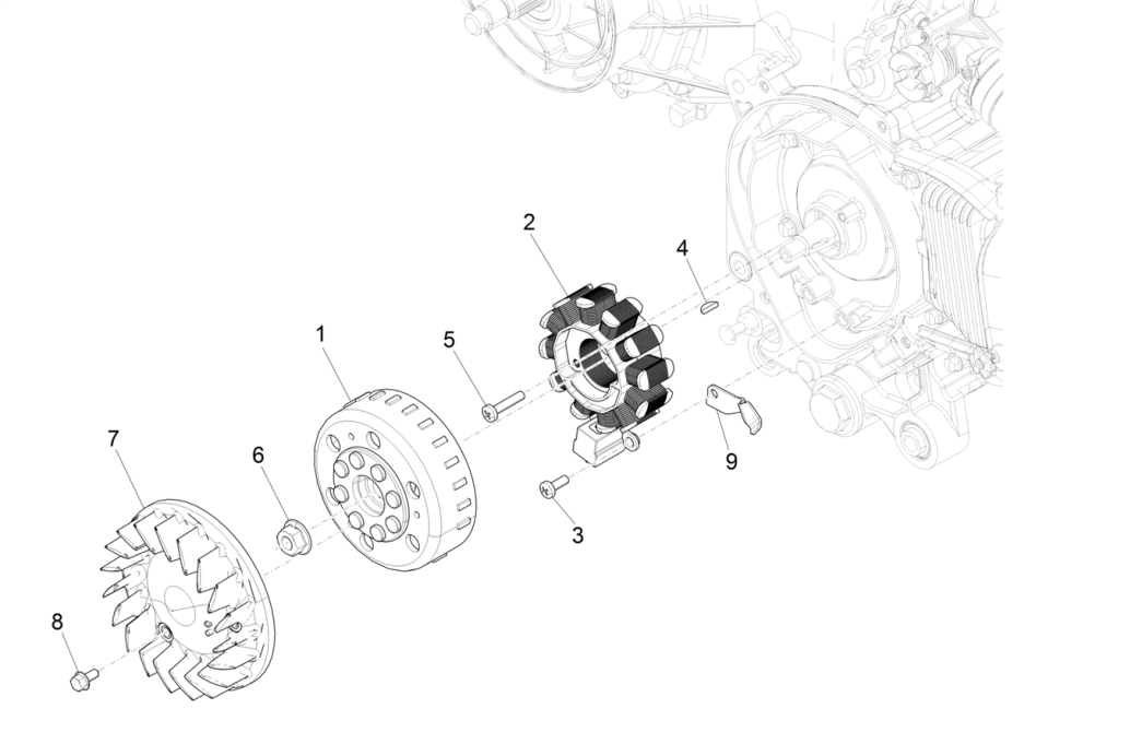 Ontsteking - Stator - Vliegwiel Piaggo Zip 50 4-takt IGET 3V Euro 4
