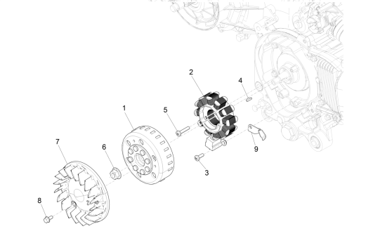 Ontsteking - Stator - Vliegwiel Vespa Primavera 50 4-takt IGET 3V Euro 4