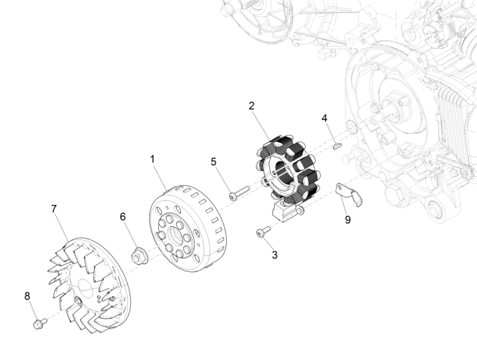 Ontsteking - Stator - Vliegwiel Vespa Sprint 50 4-takt IGET 3V Euro 4