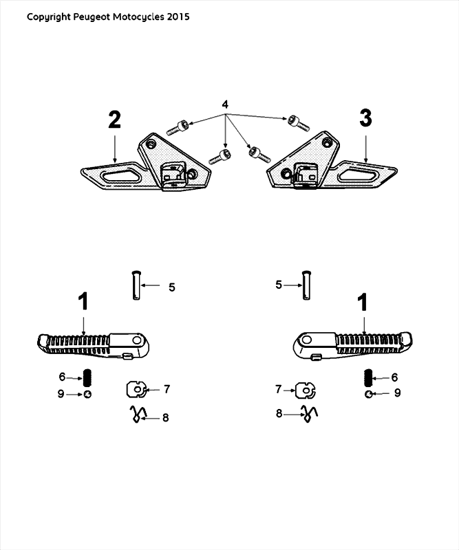 Voetsteunen Peugeot Speedfight 4 50 2-takt LC zwartrood