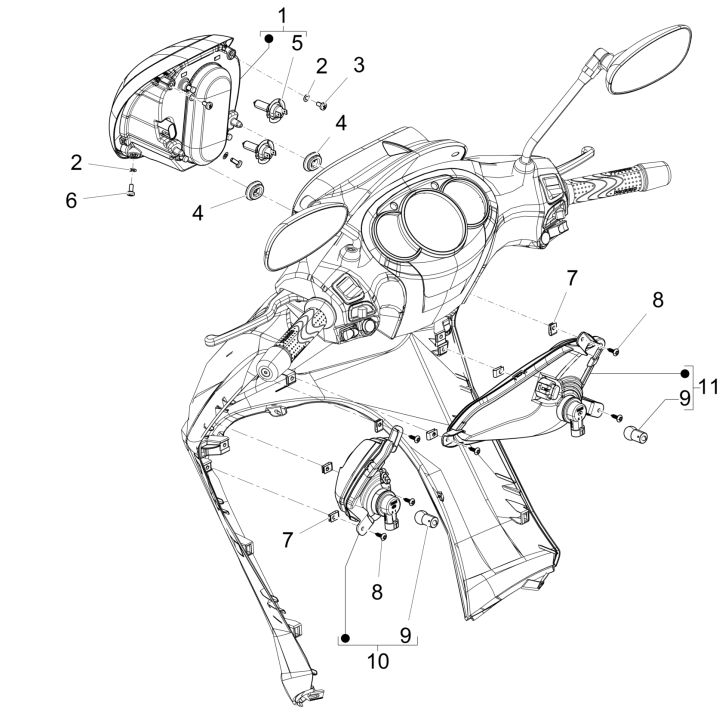 Koplamp - Knipperlichten voorzijde Piaggio Beverly 125 RST 4V Euro 3 2010-2015