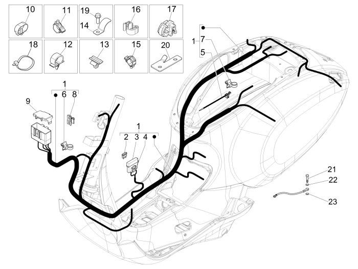 Kabelboom Vespa Sprint 50 4-takt 2V 25km/u