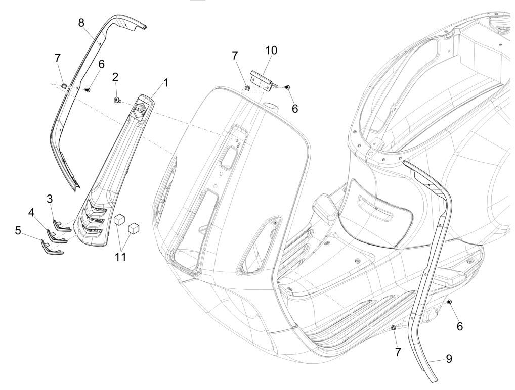 Afdekplaat voorkap Vespa Sprint 125 3V IE ABS