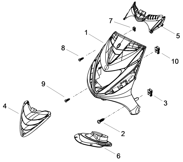 Voorkap Piaggio Zip 50 SP 2-takt LC 2006-2013 wit 724