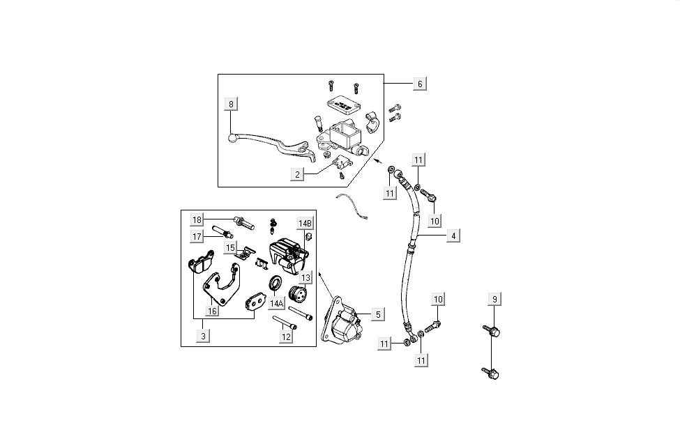 Remcilinder - Remhevel - Remleiding Kymco Super8 50 4-takt 2009→ Matzwart