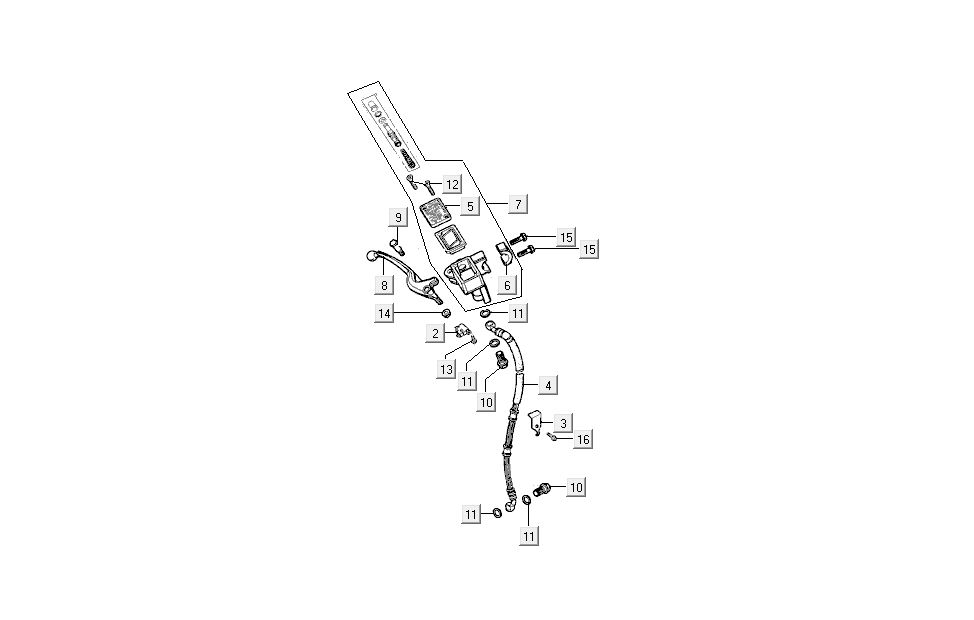 Remcilinder - Remhevel - Remleiding Kymco Super9 50 2-takt AC nieuw model zilver - zwart
