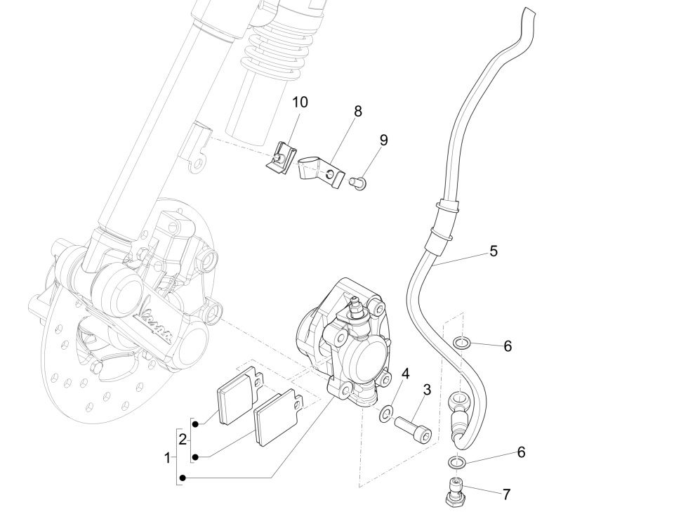 Remcilinder - Remklauw - Remblokken Vespa Primavera 50 4-takt IGET 3V Euro 5
