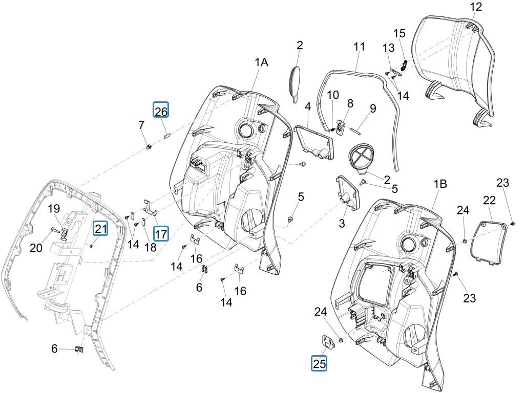 Beenschild Vespa Sprint 125 3V IE ABS