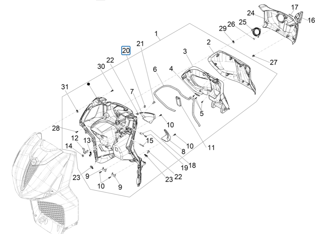 Beenschild Piaggio Beverly 300 HPE 4V ABS Euro 5 2021-2022