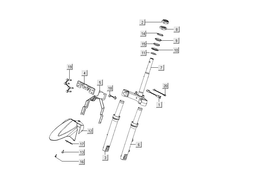 Voorvork - Balhoofdstel - Voorpatbord Kymco People S 50 4-takt diamond zwart