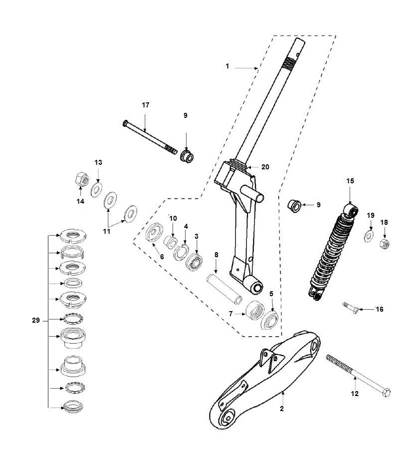 Voorvork - Balhoofdstel Peugeot Speedfight 2 50 2-takt LC Euro 2