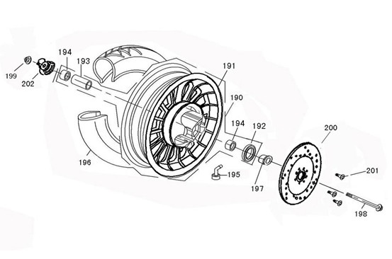 Voorwiel Fosti Touring 125 matzwart