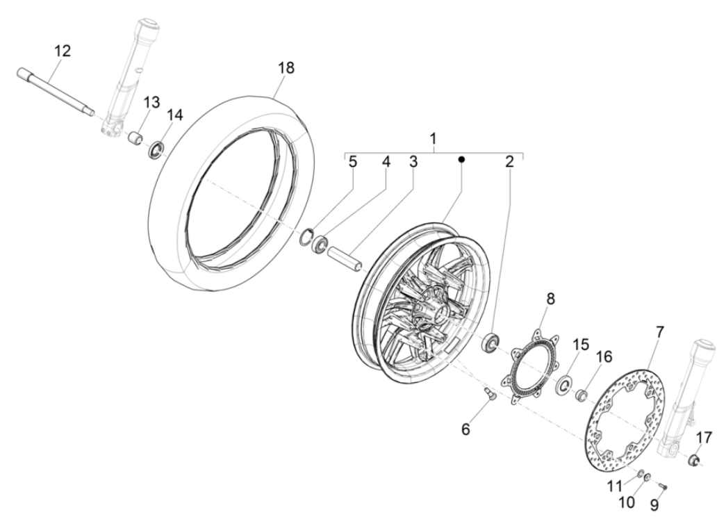 Voorwiel Piaggio Beverly 300 HPE 4V ABS Euro 5 2021-2022