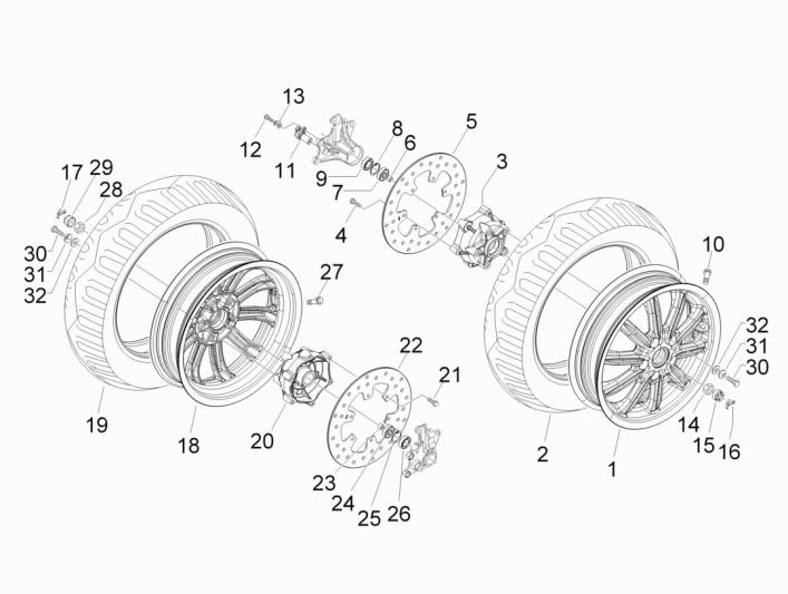 Voorwiel Piaggio MP3 300 LT Sport 2009-2014
