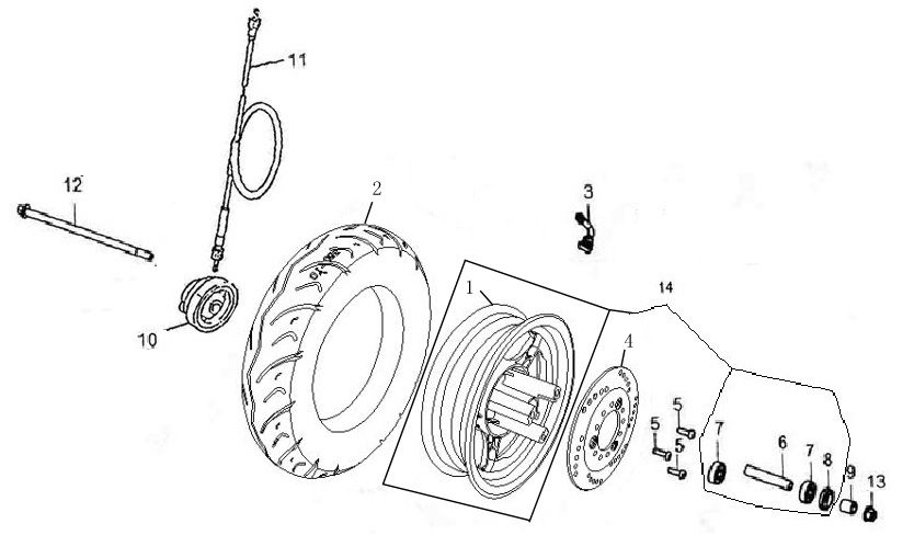 Voorwiel Turbho RG50 wit