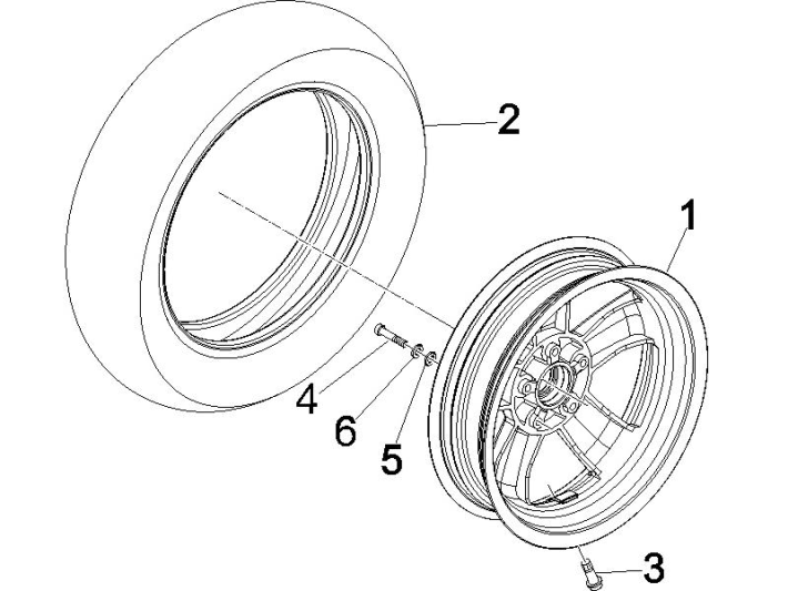Voorwiel Vespa GTS 250 ie 2005-2009 (met ABS)