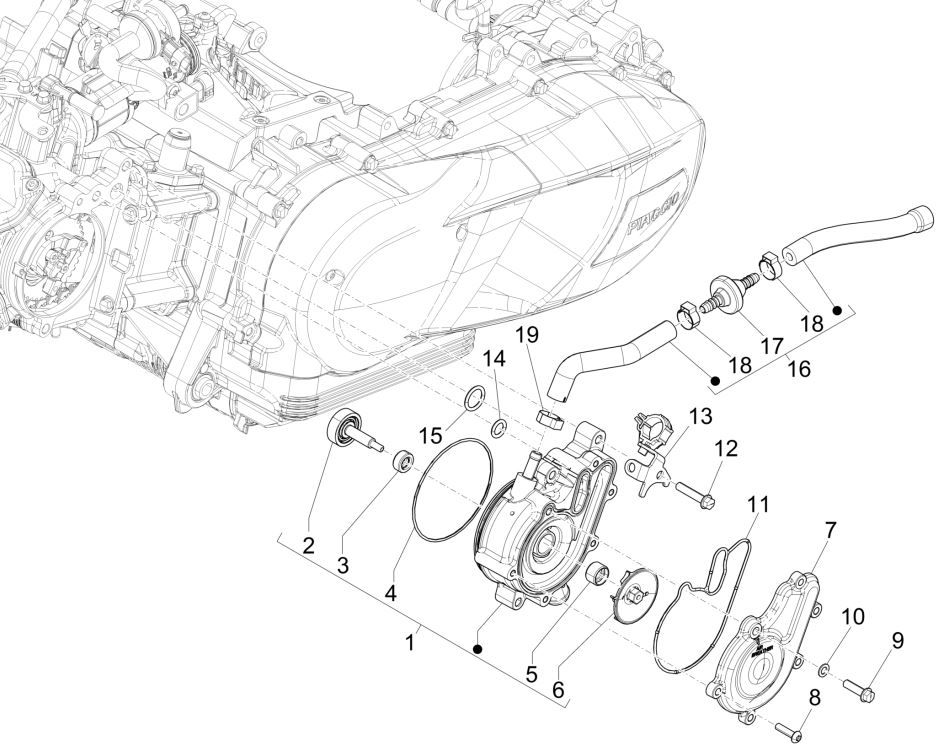 Waterpomp Piaggio Medley 125 ABS Euro 5 2021-2022