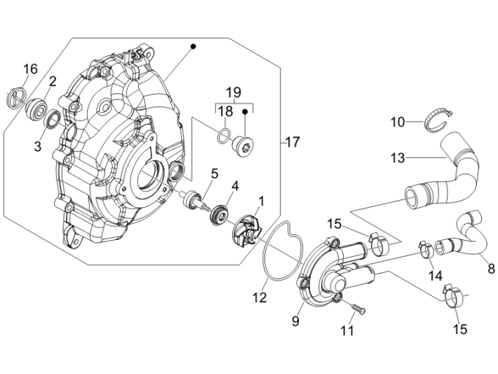 Waterpomp Vespa GTS 250 ie 2005-2009 (met ABS)
